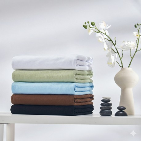 Kit complet 3 pièces en flanelle de coton : Drap Housse + Drap plat + Têtière - 1