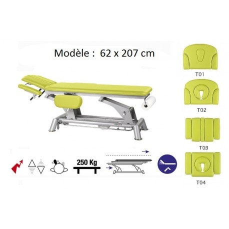 Table électrique d'ostéopathie 2 plan 62cm + accoudoir - 1